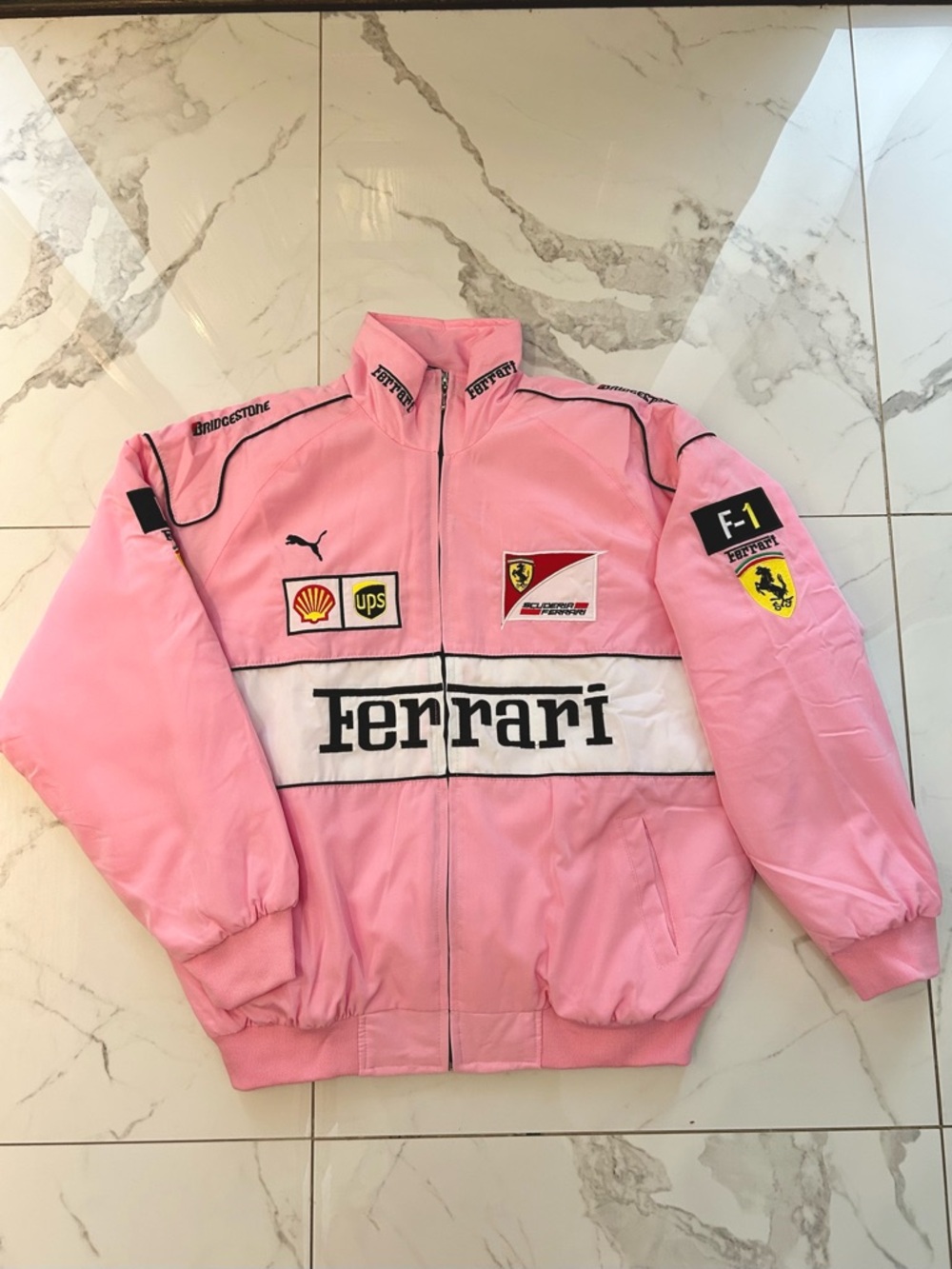 Ferrari F1 Racing Jacket Pink – Embroidered Bomber